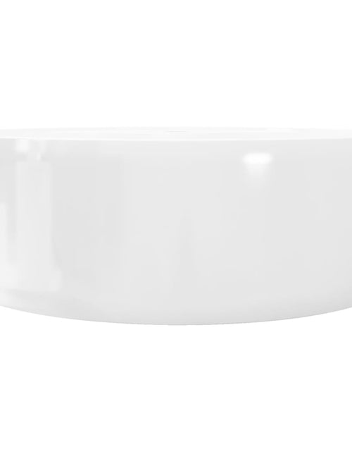 Încărcați imaginea în vizualizatorul Galerie, Chiuvetă de baie din ceramică, orificiu robinet/preaplin, rotund, alb
