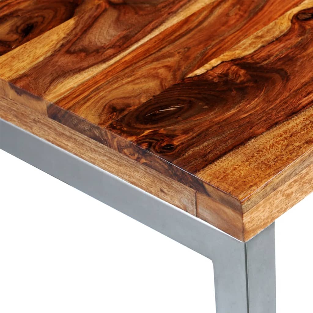 Masă de bucătărie lemn masiv sheesham birou cu picioare de oțel