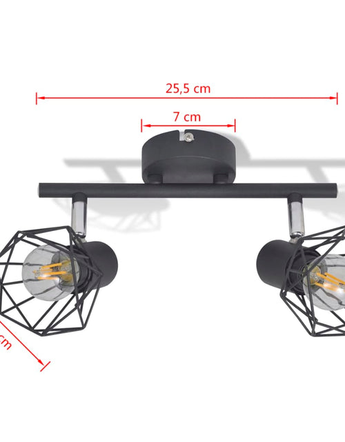 Загрузите изображение в средство просмотра галереи, Aplice perete cadru sârmă, stil industrial, negru, 2 becuri LED
