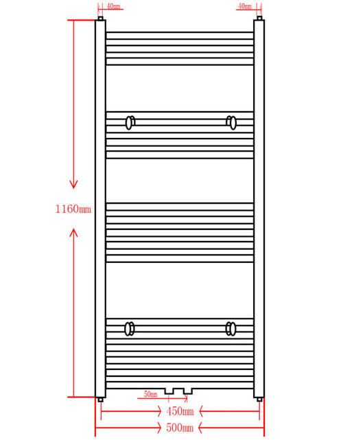 Загрузите изображение в средство просмотра галереи, Radiator port-prosop încălzire centrală baie drept negru 500 x 1160 mm
