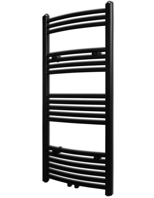 Încărcați imaginea în vizualizatorul Galerie, Radiator port-prosop încălzire centrală, curbat, negru, 500 x 1160 mm
