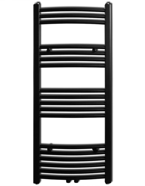 Încărcați imaginea în vizualizatorul Galerie, Radiator port-prosop încălzire centrală, curbat, negru, 500 x 1160 mm
