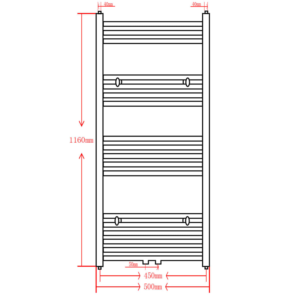 Radiator port-prosop încălzire centrală, curbat, negru, 500 x 1160 mm