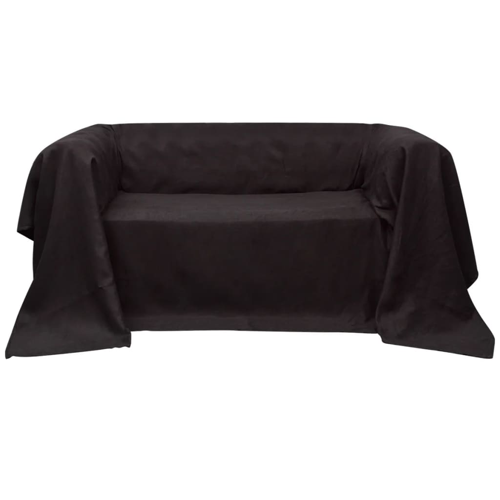 Husă din velur microfibră pentru canapea, 210 x 280 cm, maro