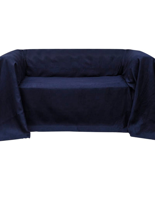 Încărcați imaginea în vizualizatorul Galerie, Husă din velur micro-fibră pentru canapea, 270 x 350 cm, bleumarin
