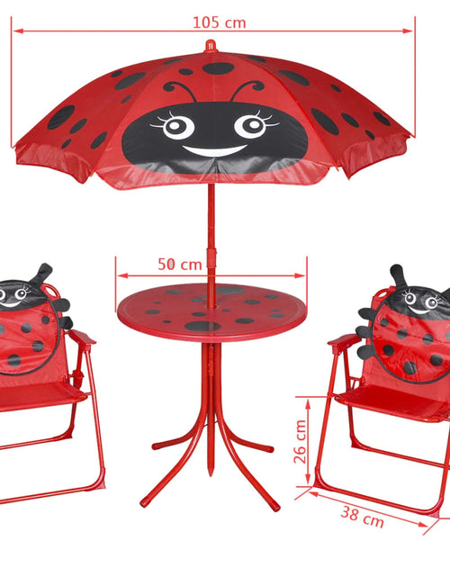 Загрузите изображение в средство просмотра галереи, Set bistro pentru copii de grădină, cu umbrelă, 3 piese, roșu - Lando
