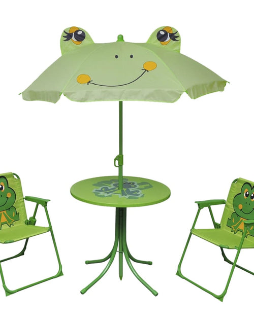 Încărcați imaginea în vizualizatorul Galerie, Set bistro pentru copii de grădină, cu umbrelă, 3 piese, verde - Lando
