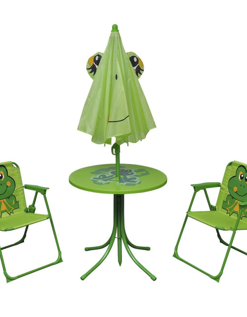 Încărcați imaginea în vizualizatorul Galerie, Set bistro pentru copii de grădină, cu umbrelă, 3 piese, verde - Lando
