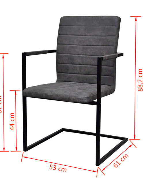 Загрузите изображение в средство просмотра галереи, Scaune de bucătărie cantilever, 4 buc., gri, piele ecologică
