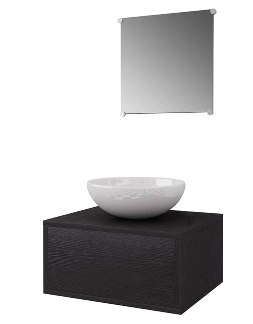 Încărcați imaginea în vizualizatorul Galerie, Set mobilier baie format din 3 piese cu chiuvetă inclusă, Negru
