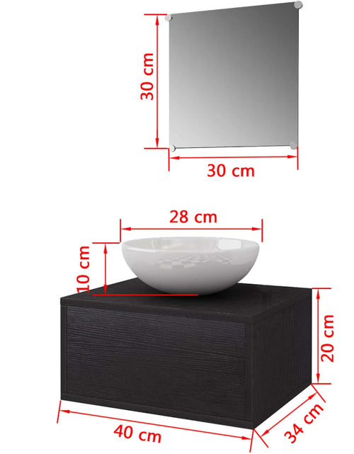 Загрузите изображение в средство просмотра галереи, Set mobilier baie format din 3 piese cu chiuvetă inclusă, Negru
