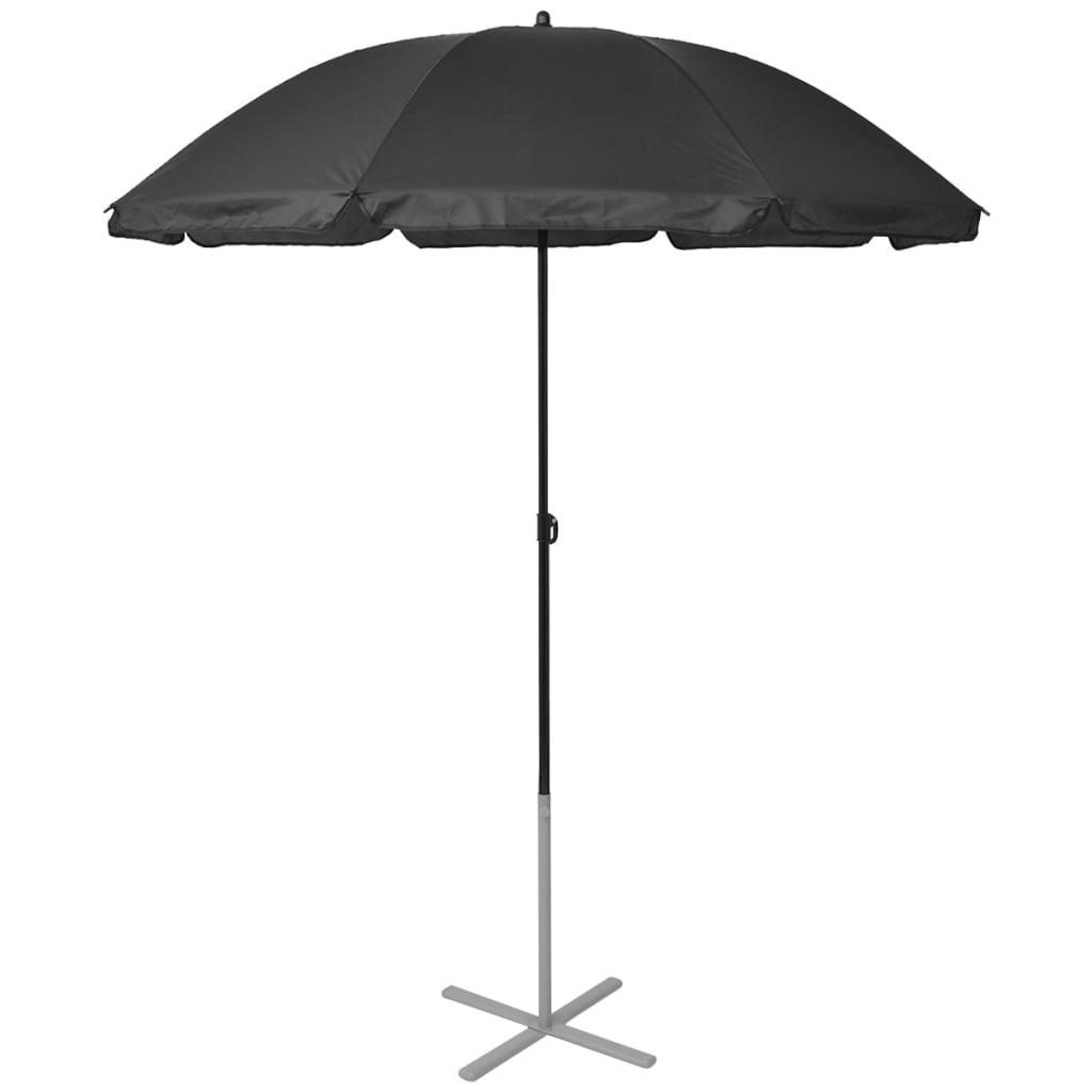 Șezlonguri de plajă cu umbrelă, negru, aluminiu