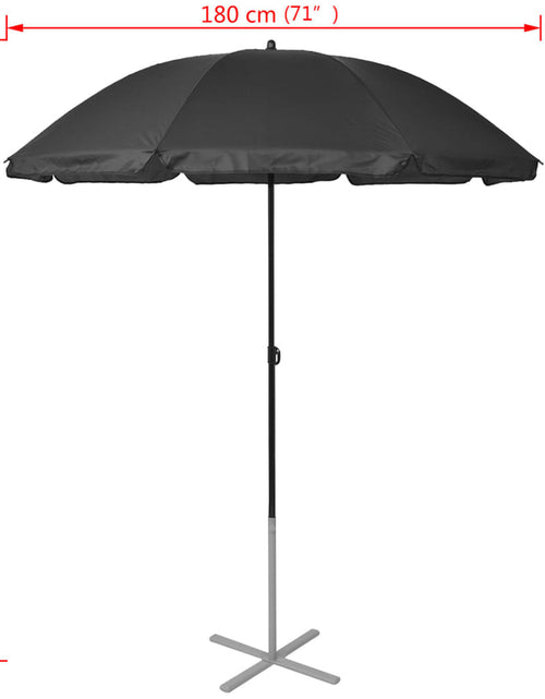 Încărcați imaginea în vizualizatorul Galerie, Șezlonguri de plajă cu umbrelă, negru, aluminiu
