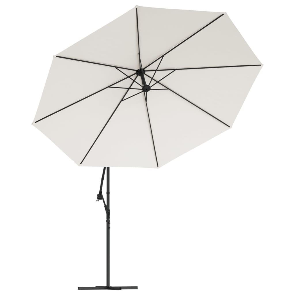 Umbrelă de soare suspendată, 3,5 m, alb nisipiu