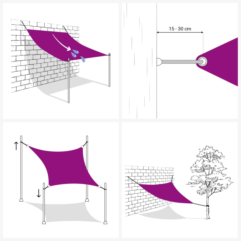 Pânză parasolar din HDPE, triunghiulară 3,6 x 3,6 x 3,6 m, bej