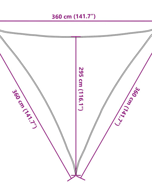 Загрузите изображение в средство просмотра галереи, Pânză parasolar din HDPE, triunghiulară 3,6 x 3,6 x 3,6 m, bej
