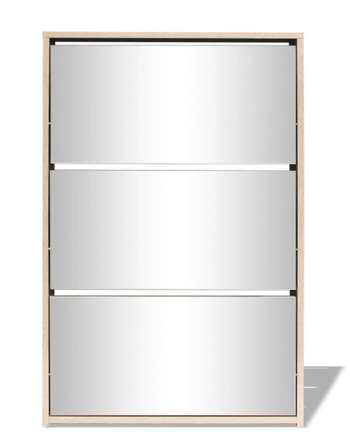 Загрузите изображение в средство просмотра галереи, Pantofar cu oglindă și 3 niveluri, stejar, 63 x 17 x 102,5 cm

