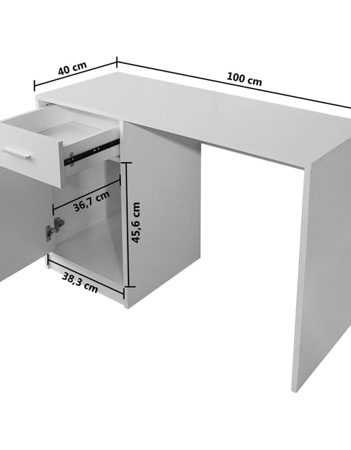 Încărcați imaginea în vizualizatorul Galerie, Birou cu sertar și dulap, 100 x 40 x 73 cm, alb
