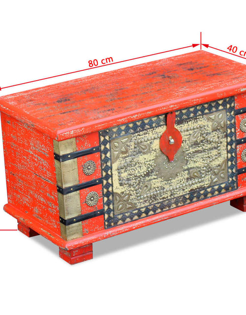 Загрузите изображение в средство просмотра галереи, Cufăr depozitare din lemn de mango, 80x40x45 cm, roșu
