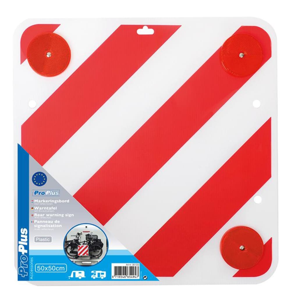 ProPlus Semn avertizare spate, cu reflectoare, 50x50 cm, plastic