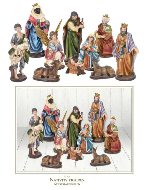 Încărcați imaginea în vizualizatorul Galerie, Ambiance Set figurine decorative de Crăciun Nașterea Domnului, 10 buc.
