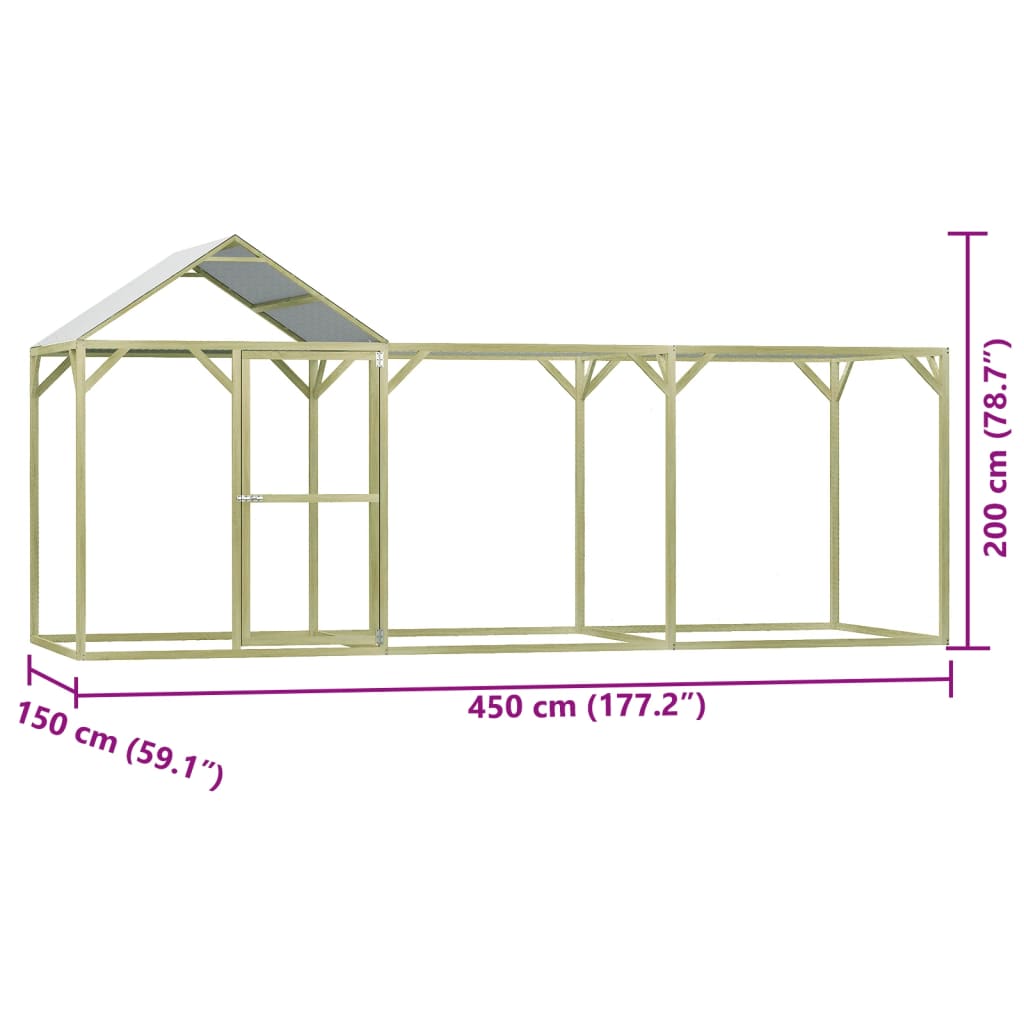 Cușcă pentru pui, 4,5x1,5x2 m, oțel