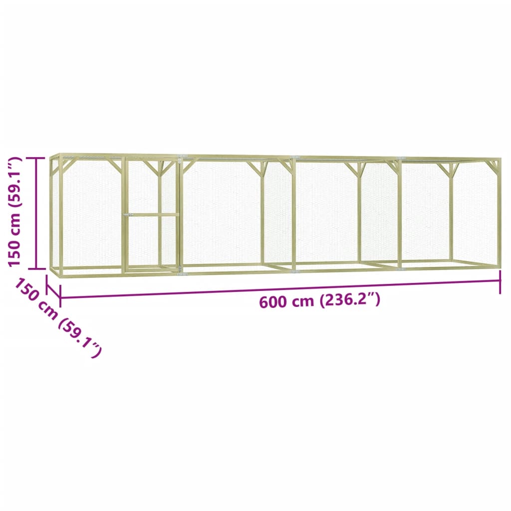 Cușcă pentru pui, 6x1,5x1,5 m, oțel