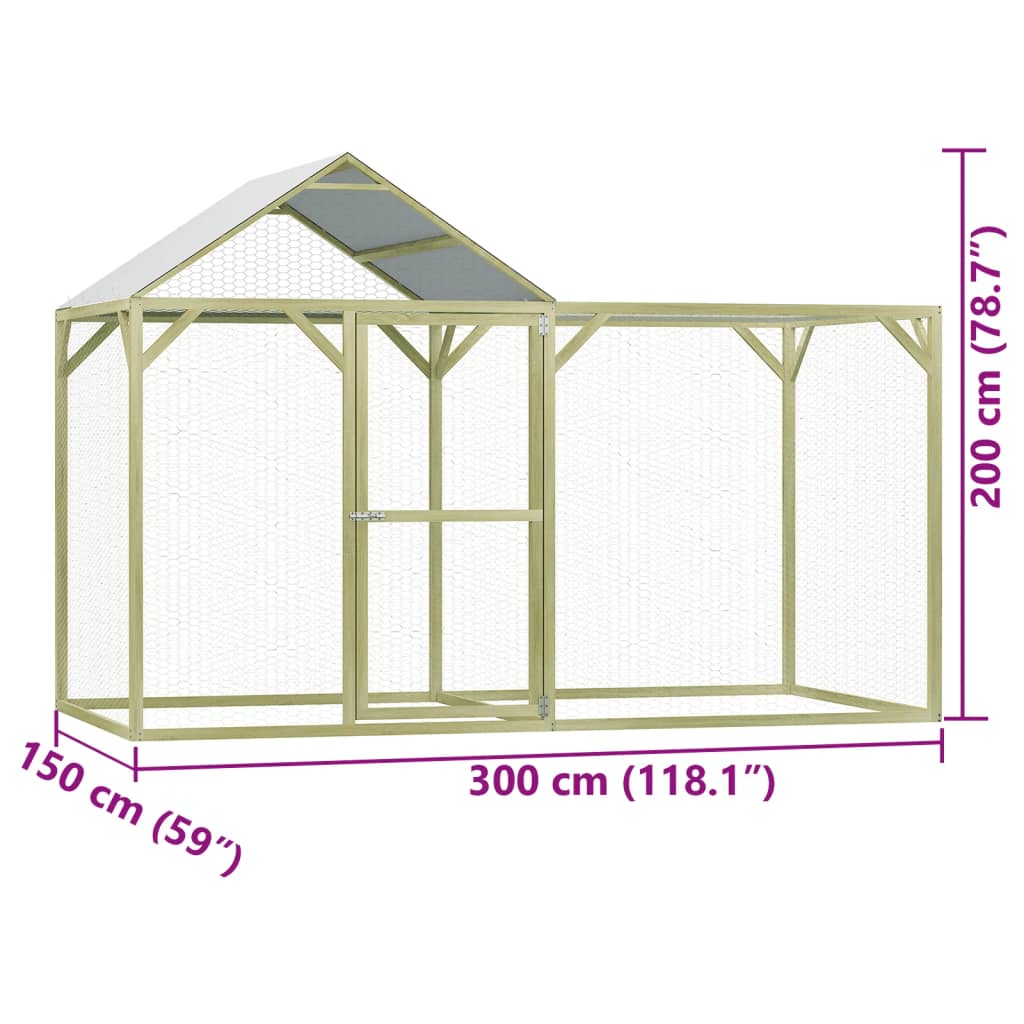 Cușcă pentru pui 3x1,5x2 m lemn de pin tratat