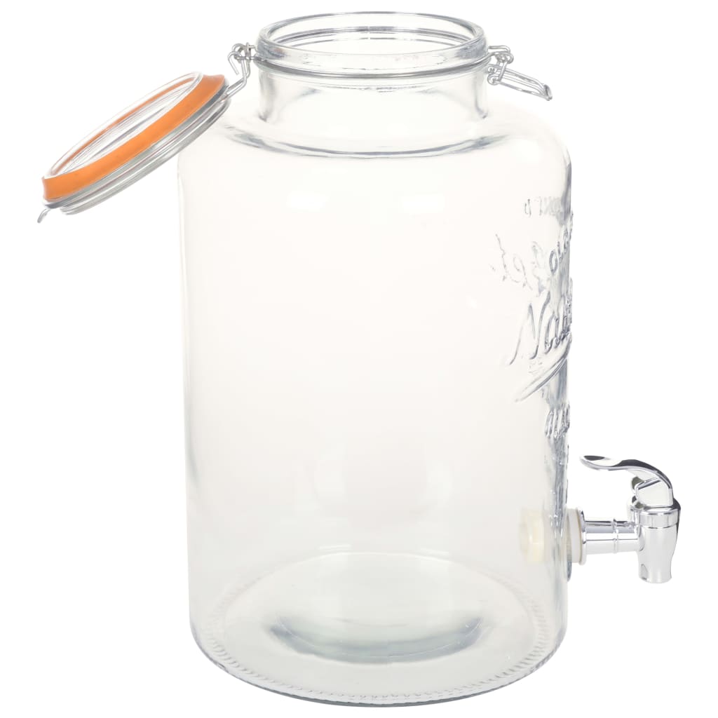 Dozator de apă XXL cu robinet, transparent, 8 L, sticlă - Lando