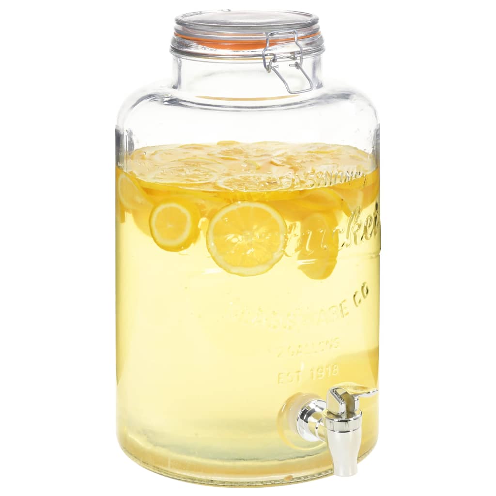 Dozator de apă XXL cu robinet, transparent, 8 L, sticlă - Lando
