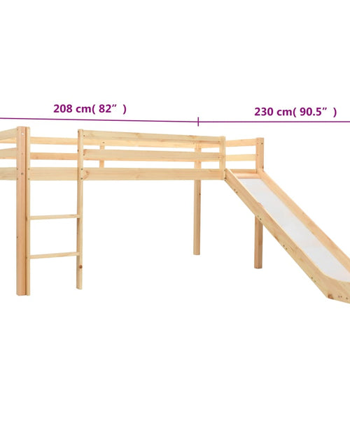 Загрузите изображение в средство просмотра галереи, Cadru pat copii etajat cu tobogan &amp; scară 97x208cm lemn de pin
