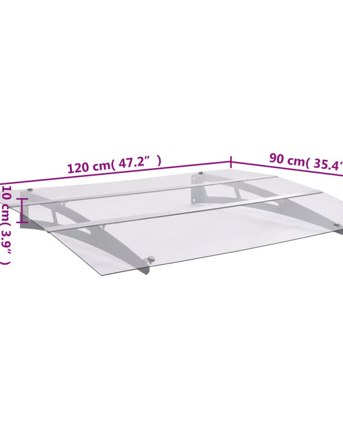 Încărcați imaginea în vizualizatorul Galerie, Copertină de ușă argintiu și transparent 120x90 cm policarbonat
