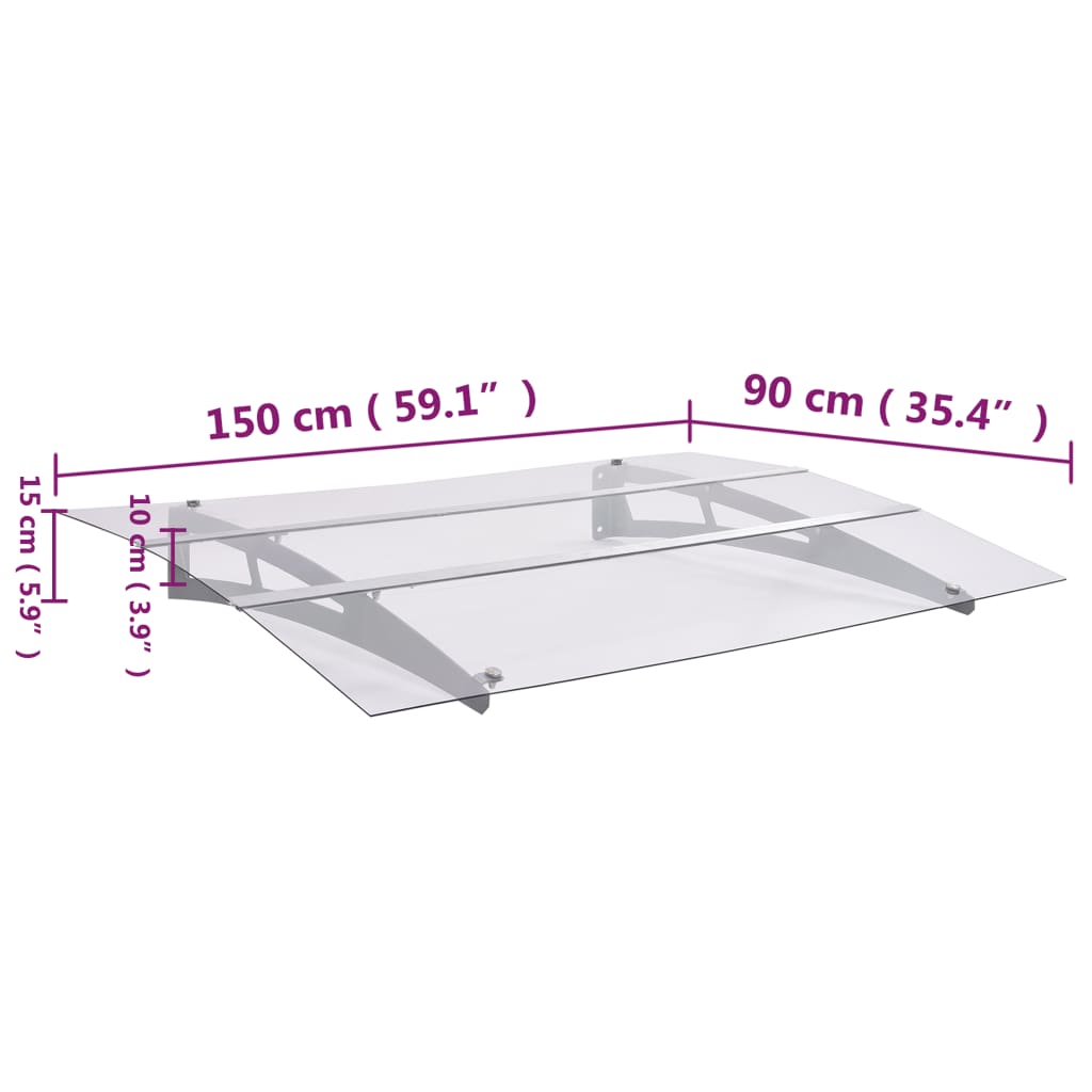 Baldachin ușă argintiu și transparent 150x90 cm PET