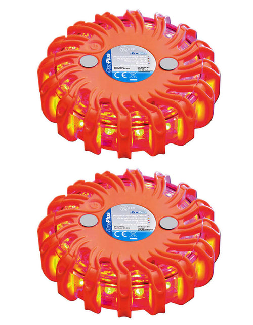 Загрузите изображение в средство просмотра галереи, ProPlus Discuri de avertizare cu 16 LED-uri, 2 buc., portocaliu
