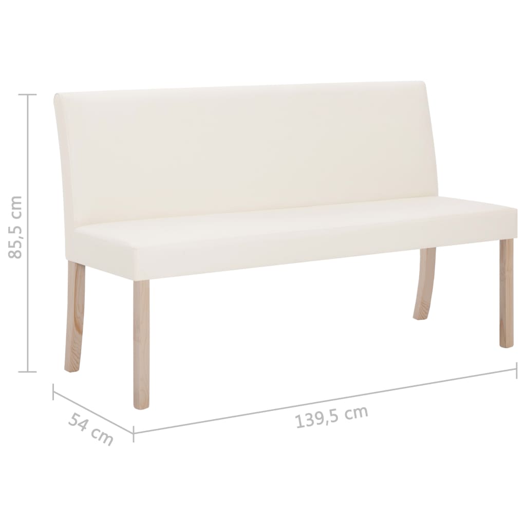 Bancă, crem, 139,5 cm, piele ecologică