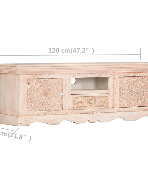 Загрузите изображение в средство просмотра галереи, Comodă TV, alb, 120 x 30 x 40 cm, lemn masiv de mango
