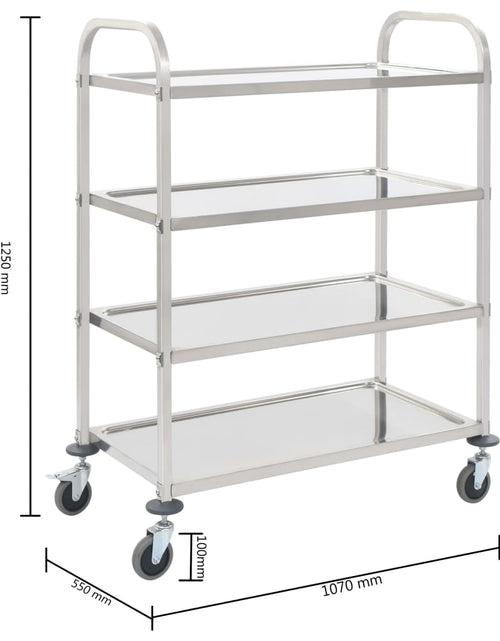 Загрузите изображение в средство просмотра галереи, Cărucior de bucătărie 4 niveluri 107x55x125 cm oțel inoxidabil
