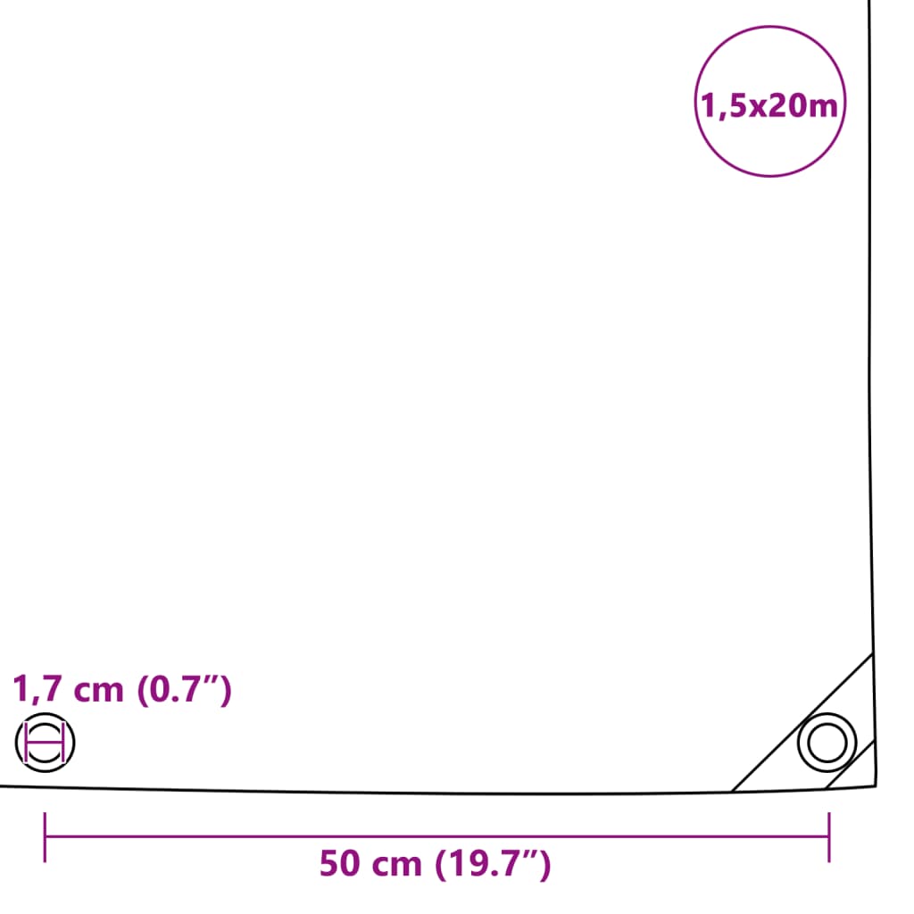 Prelată, gri, 1,5 x 20 m, 650 g / m²