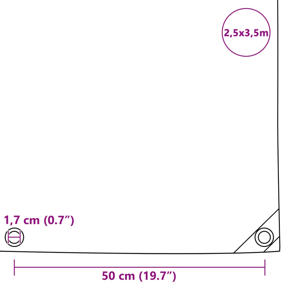 Prelată, gri, 2,5 x 3,5 m, 650 g/m²