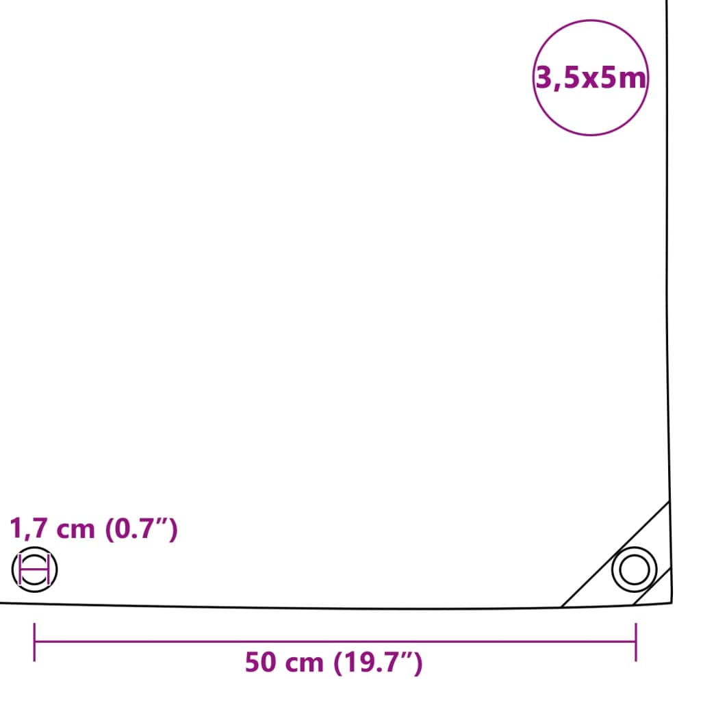 Prelată, gri, 3,5 x 5 m, 650 g/m²