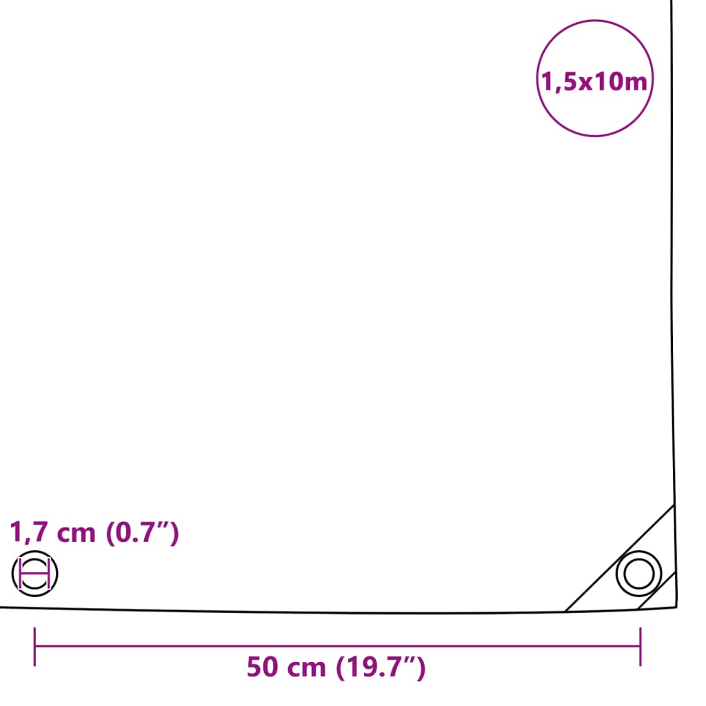 Prelată, verde, 1,5 x 10 m, 650 g / m²