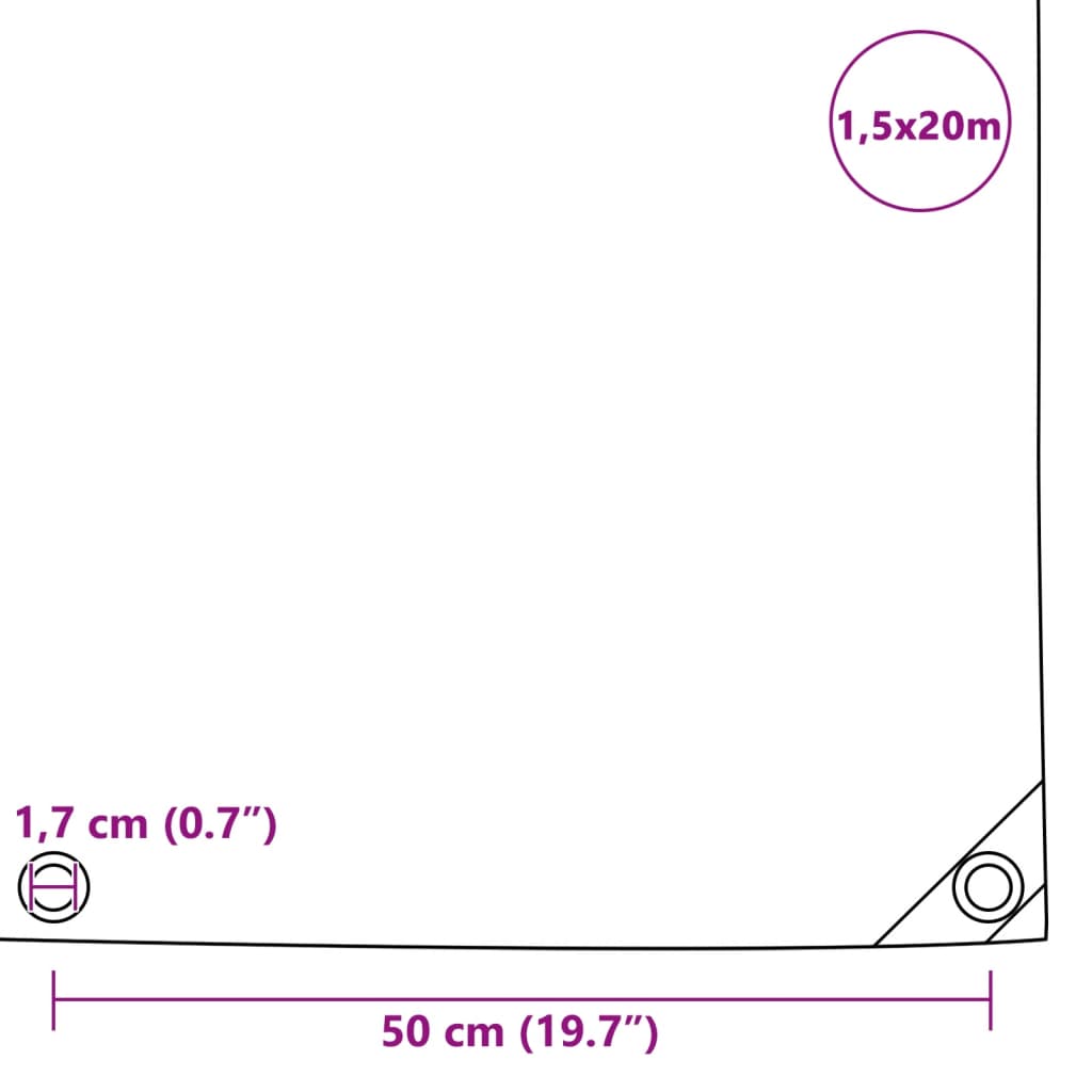 Prelată, verde, 1,5 x 20 m, 650 g / m²