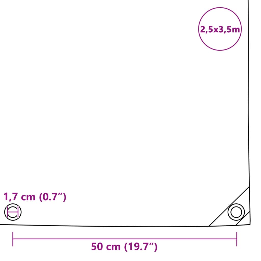 Prelată, verde, 2,5 x 3,5 m, 650 g/m²