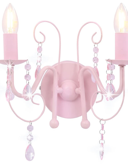 Încărcați imaginea în vizualizatorul Galerie, Lampă de perete cu mărgele, roz, 2 becuri x E14
