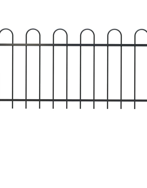 Încărcați imaginea în vizualizatorul Galerie, Gard de grădină cu vârf curbat, negru, 1,7 m, oțel
