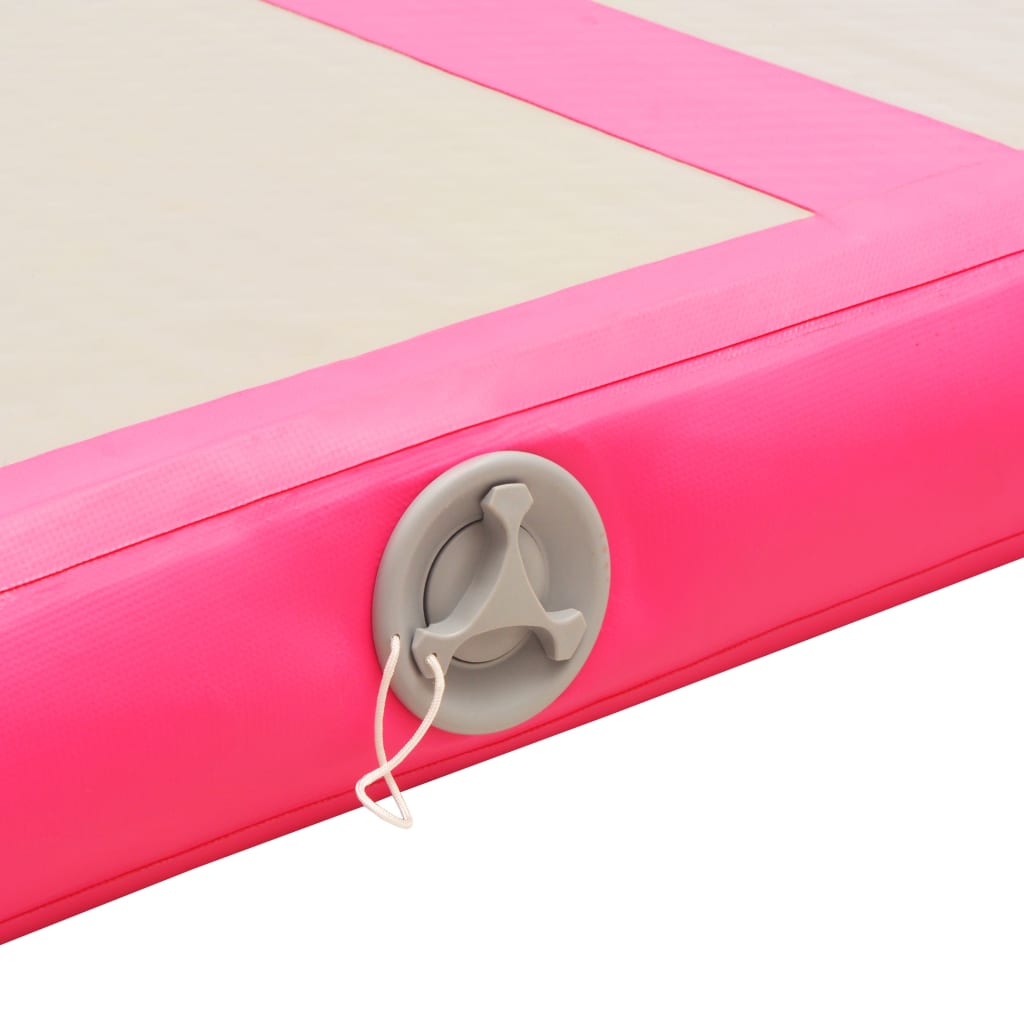 Saltea gimnastică gonflabilă cu pompă roz 400x100x10cm PVC