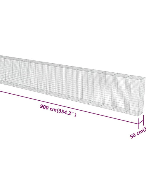 Загрузите изображение в средство просмотра галереи, Perete gabion cu capace, 900 x 50 x 150 cm, oțel galvanizat
