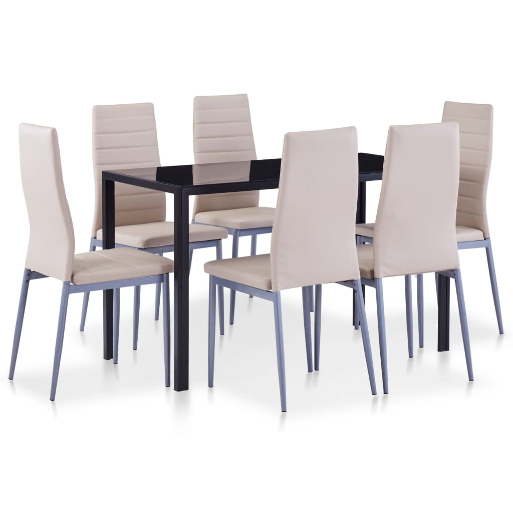 Set mobilier de bucătărie, 7 piese, cappuccino