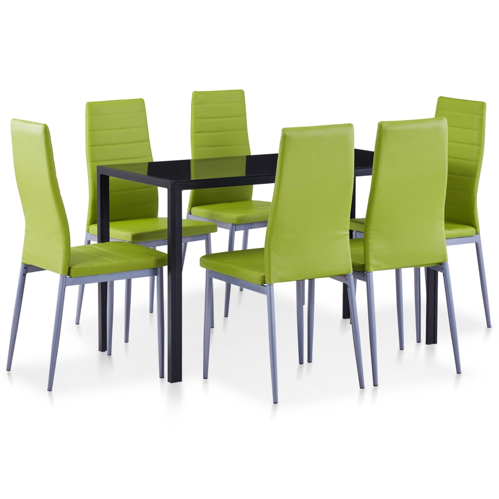 Set mobilier de bucătărie, 7 piese, verde