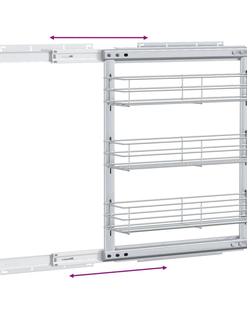 Încărcați imaginea în vizualizatorul Galerie, Coș sârmă bucătărie retractabil 3 raft argintiu 47x15,5x55,5 cm
